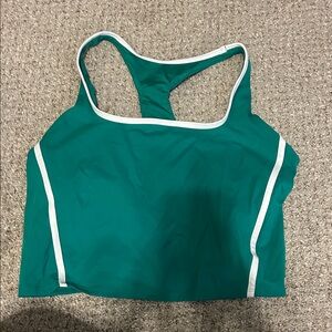 Gilly Hicks Teal Racerback Sports Crop with White Piping